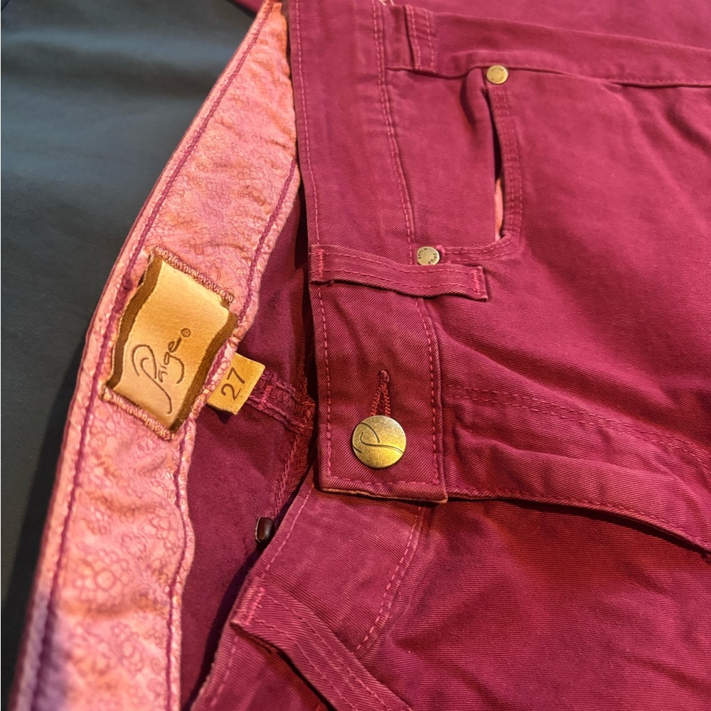 PAIGE burgundy skinny jeans